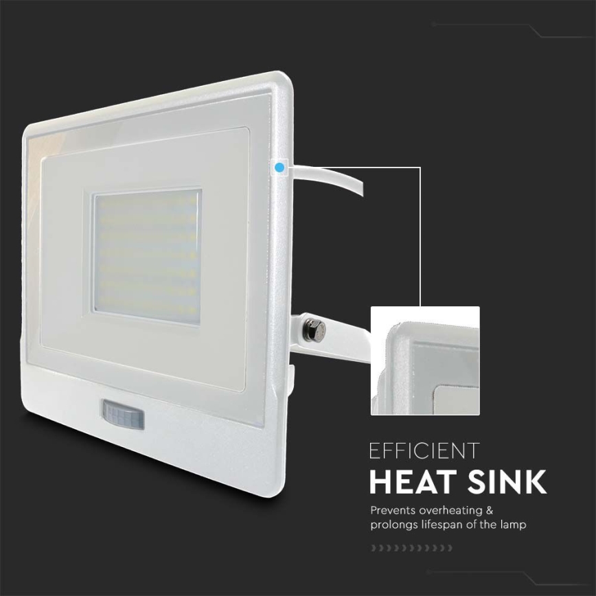 Holofote LED com sensor LED/50W/230V 4000K IP65 branco