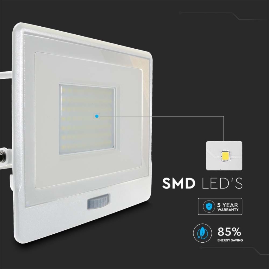 Holofote LED com sensor LED/50W/230V 4000K IP65 branco