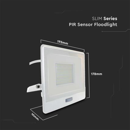 Holofote LED com sensor LED/50W/230V 4000K IP65 branco