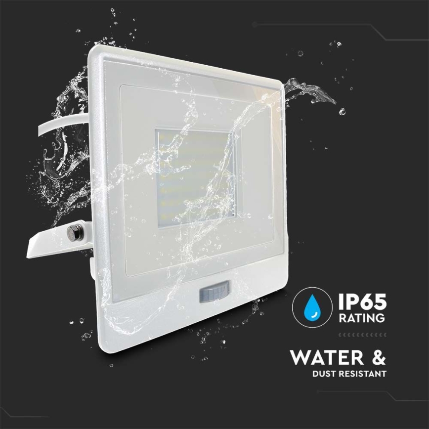 Holofote LED com sensor LED/50W/230V 6500K IP65 branco