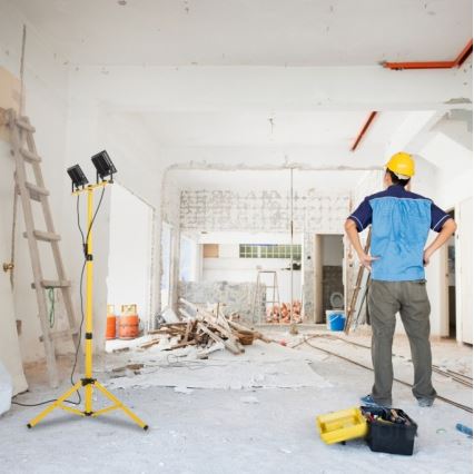 Holofote LED com suporte TIGRA 2xLED/100W/230V 4000K IP54 preto/amarelo