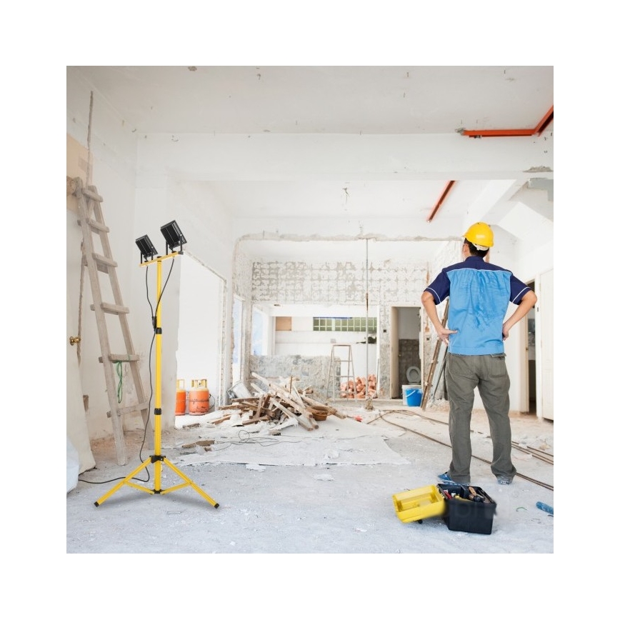 Holofote LED com suporte TIGRA 2xLED/100W/230V 4000K IP54 preto/amarelo