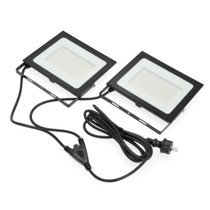 Holofote LED com suporte TIGRA 2xLED/100W/230V 4000K IP54 preto/amarelo