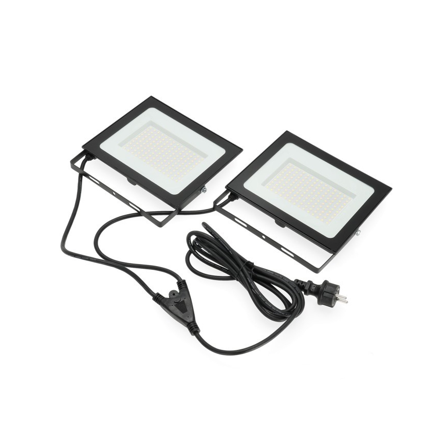 Holofote LED com suporte TIGRA 2xLED/100W/230V 4000K IP54 preto/amarelo