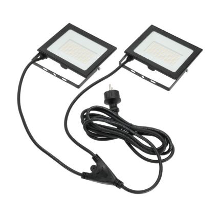 Holofote LED com suporte TIGRA 2xLED/50W/230V 4000K IP54 preto/amarelo