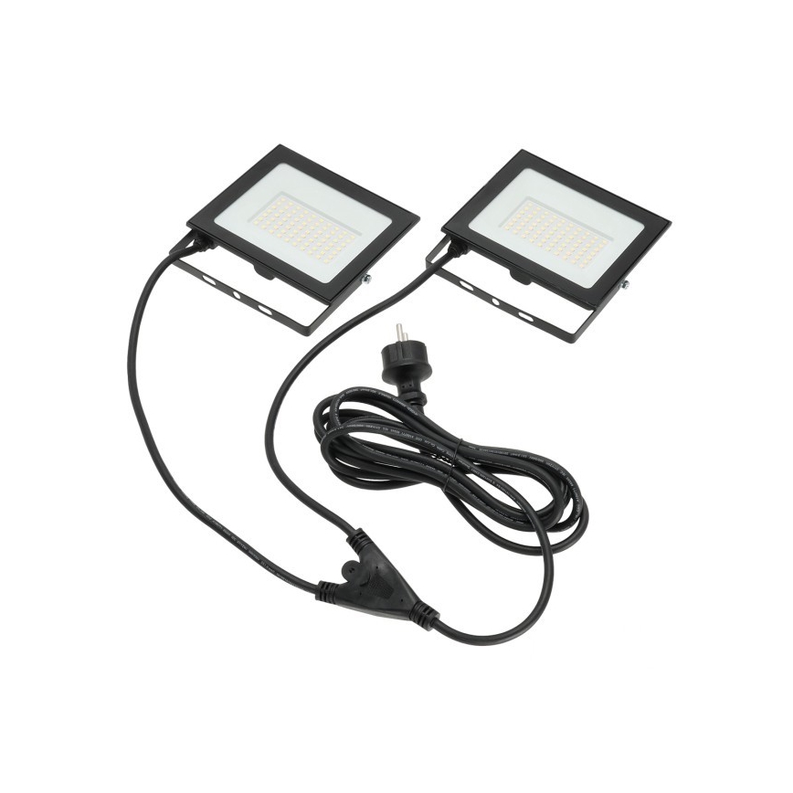 Holofote LED com suporte TIGRA 2xLED/50W/230V 4000K IP54 preto/amarelo