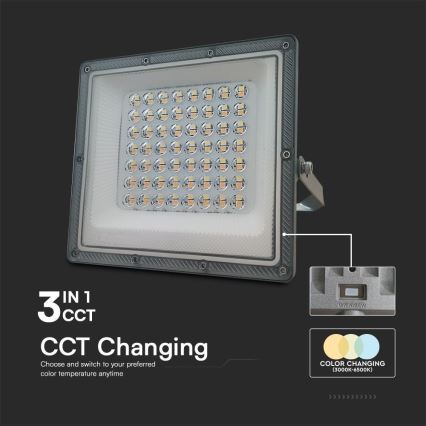 Holofote LED LED/50W/230V IP65 3000/4000/6500K cinzento