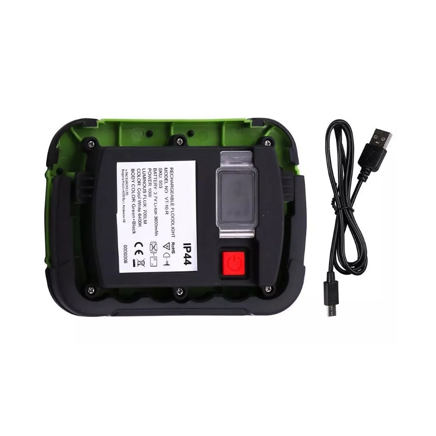 Holofote LED recarregável SAMSUNG CHIP LED/10W/3,7V IP44 4000K 3600 mAh verde