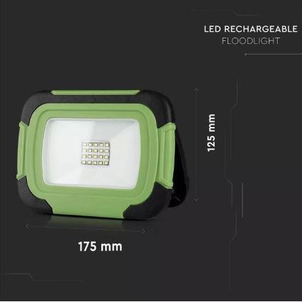 Holofote LED recarregável SAMSUNG CHIP LED/10W/3,7V IP44 4000K 3600 mAh verde