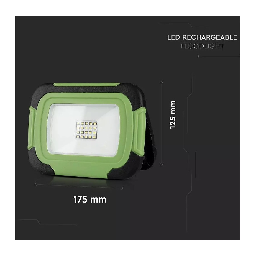 Holofote LED recarregável SAMSUNG CHIP LED/10W/3,7V IP44 4000K 3600 mAh verde