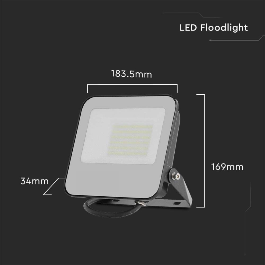 Holofote LED SAMSUNG CHIP LED/50W/230V 6500K IP65 preto