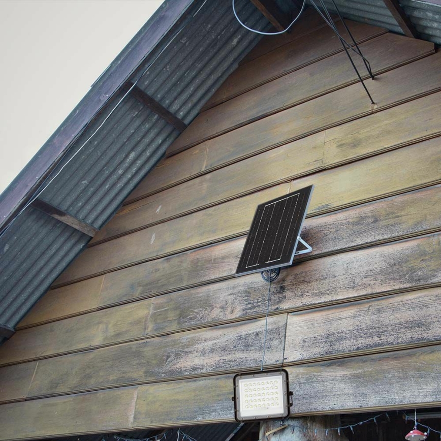 Holofote LED solar para exterior com regulação LED/10W/3,2V IP65 4000K 6000 mAh preto + comando