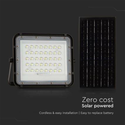 Holofote LED solar para exterior com regulação LED/10W/3,2V IP65 4000K 6000 mAh preto + comando