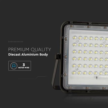 Holofote LED solar para exterior com regulação LED/15W/3,2V IP65 6400K 12000 mAh preto + comando