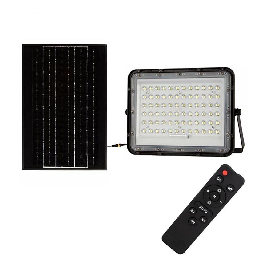 Holofote LED solar para exterior com regulação LED/15W/3,2V IP65 6400K 12000 mAh preto + comando