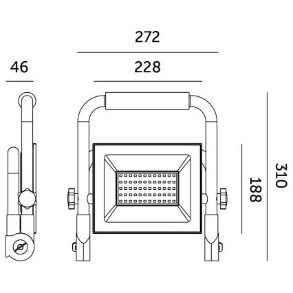 Holofote portátil LED TIGRA LED/100W/4000K IP54 preto/amarelo