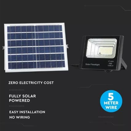 Holofote solar LED com regulação LED/16W/3,2V 4000K IP65 + controlo remoto