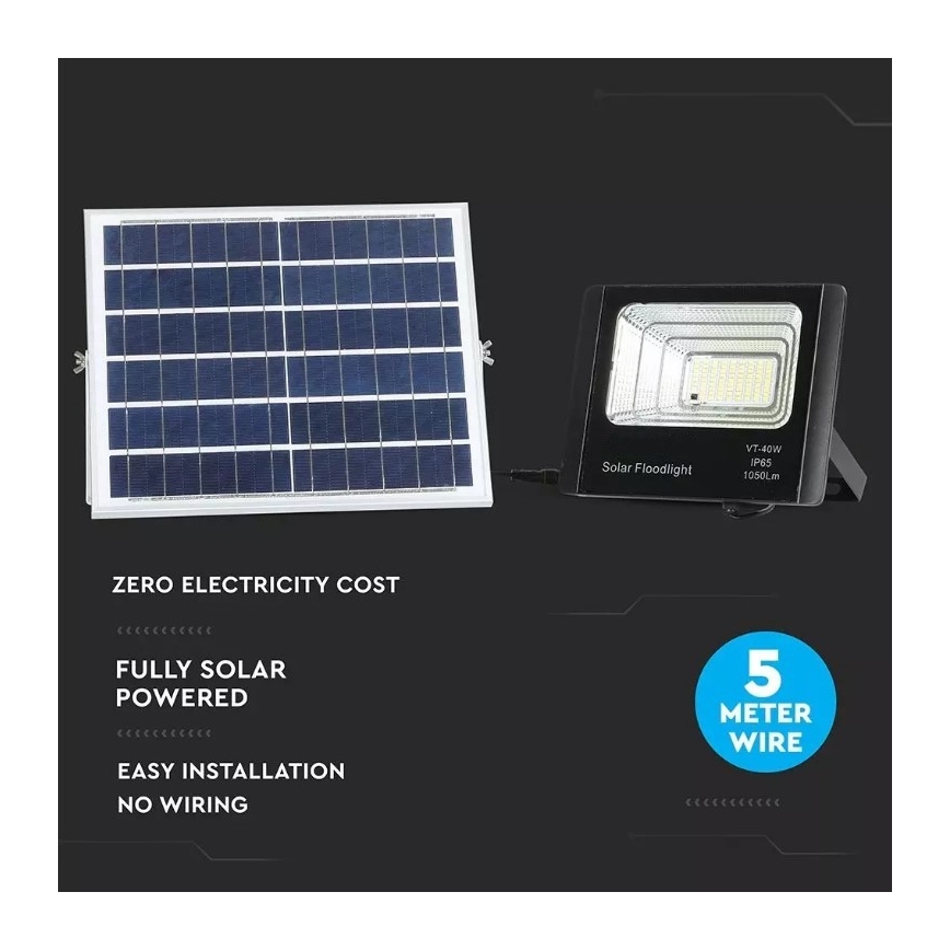 Holofote solar LED com regulação LED/16W/3,2V 6000K IP65 + controlo remoto