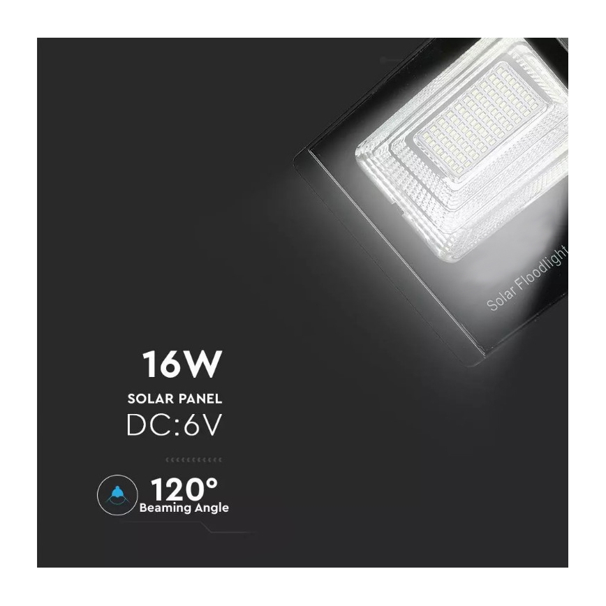 Holofote solar LED com regulação LED/16W/3,2V 6000K IP65 + controlo remoto