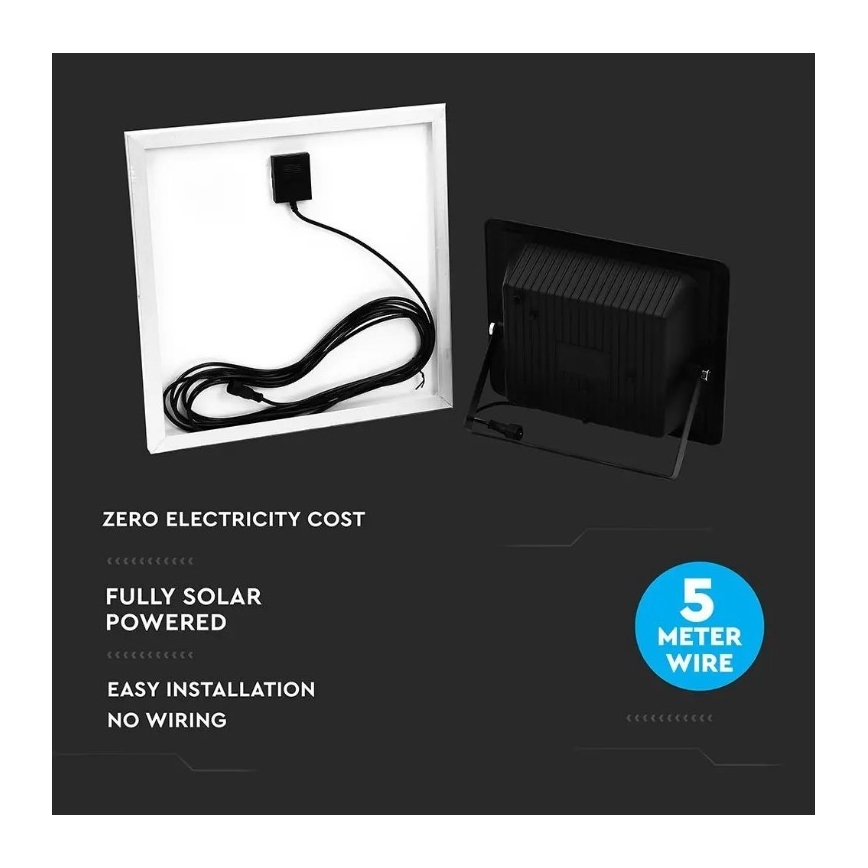 Holofote solar LED com regulação LED/40W/10V 4000K IP65 + controlo remoto