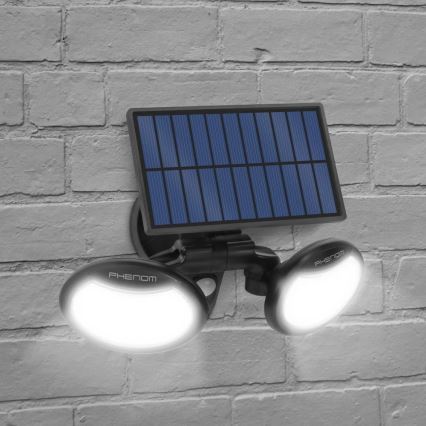 Holofote solar LED com sensor 2xLED/4W/5V IP65 2000 mAh