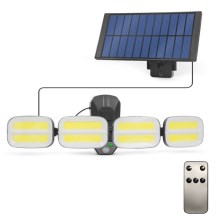 Holofote solar LED com sensor 4xLED/2,5W/6V IP65 + controlo remoto
