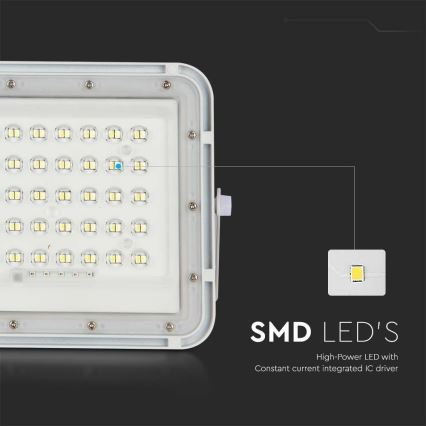 LED Exterior regulação solar holofote LED/10W/3,2V IP65 4000K 6000 mAh branco + comando