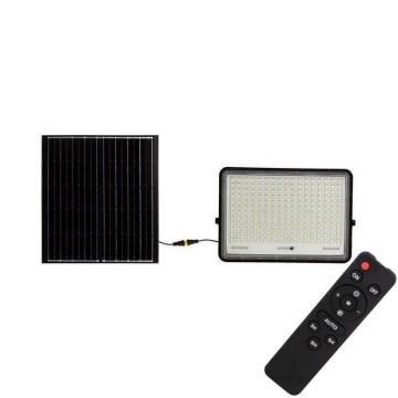 Holofote solar LED exterior LED/30W/3,2V 6400K preto IP65 20000 mAh + comando