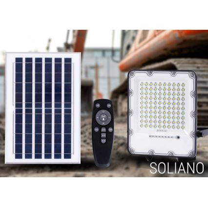 Holofote solar LED para exterior com regulação LED/100W/3,2V 4500K IP65 preto + comando