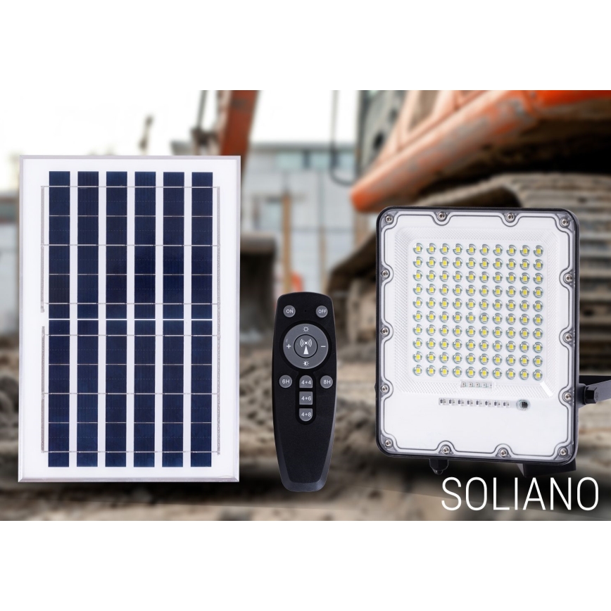 Holofote solar LED para exterior com regulação LED/50W/3,2V 4500K IP65 preto + comando