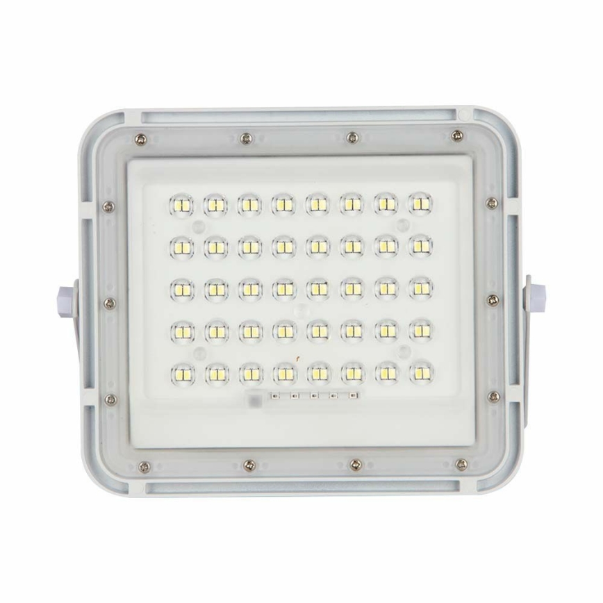 Holofote solar LED para exterior com regulação LED/10W/3,2V IP65 6400K 6000 mAh branco + comando