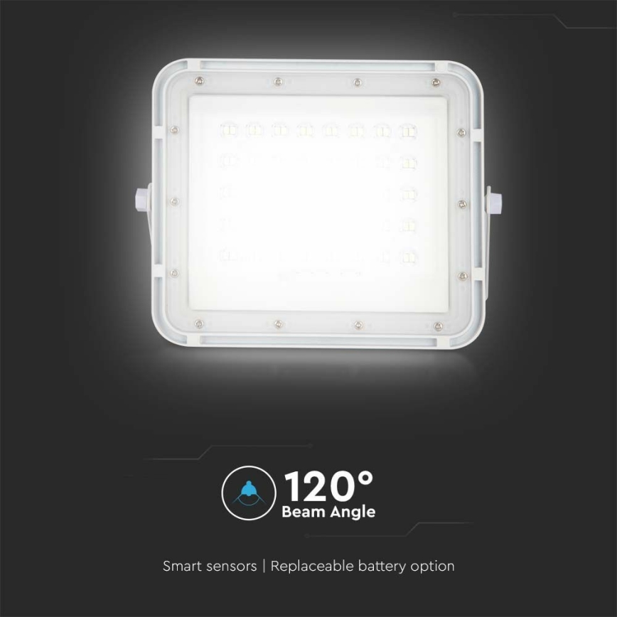Holofote solar LED para exterior com regulação LED/6W/3,2V IP65 6400K 5000 mAh branco + comando