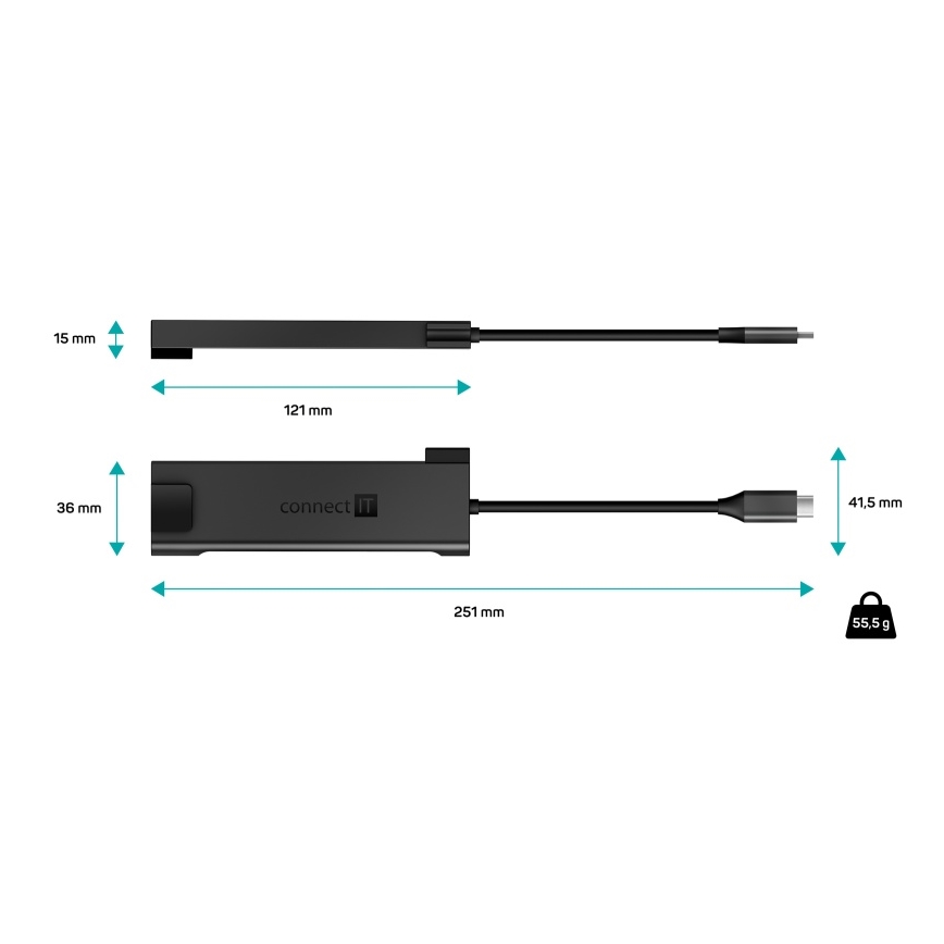 CONNECT IT CHU-8020-AN - USB-C hub 5em1