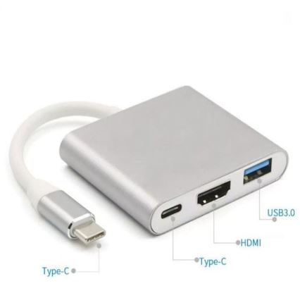 Hub USB-C 3 em 1 com Power Delivery 100W e HDMI 4K