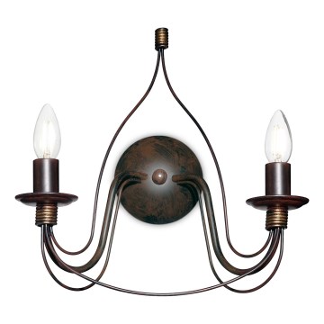 Ideal Lux - Aplique de parede CORTE 2xE14/40W/230V castanho/pátina