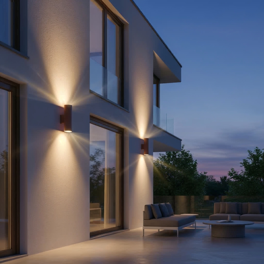 Ideal Lux - Aplique de parede exterior GUN 1xGU10/35W/230V 21 cm IP44 castanho