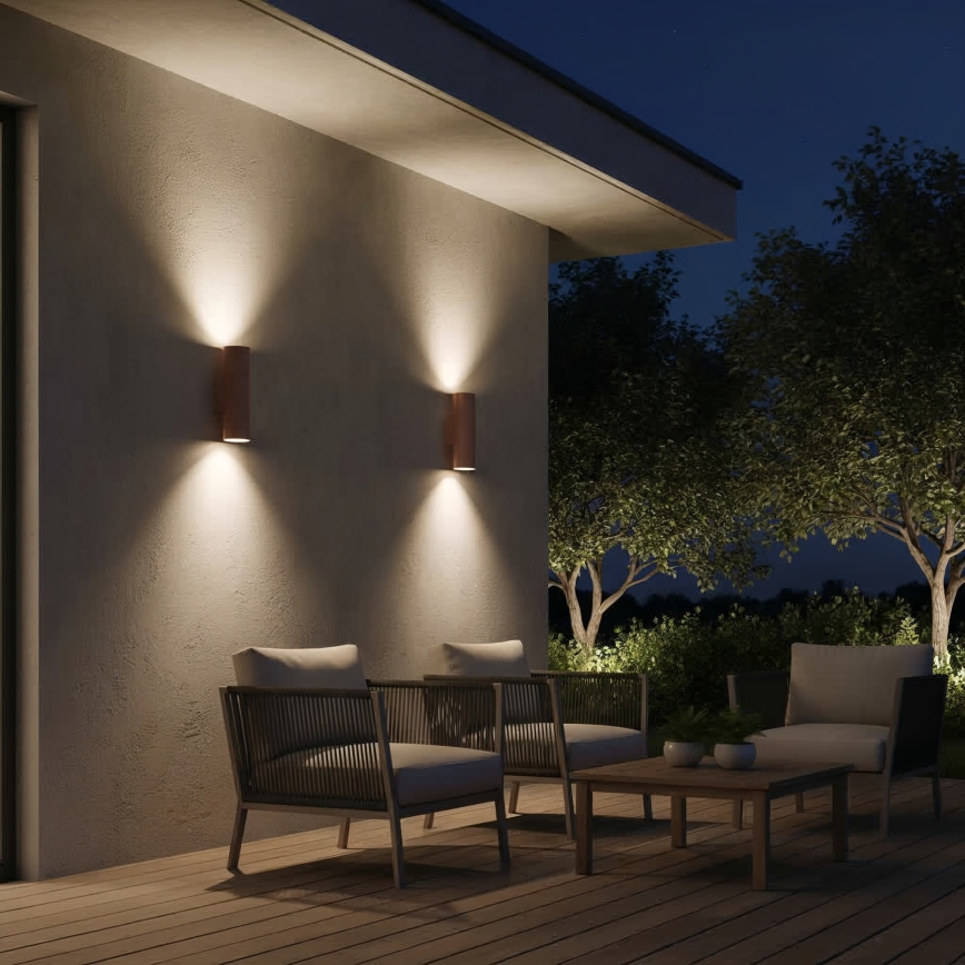 Ideal Lux - Aplique de parede exterior GUN 1xGU10/35W/230V 21 cm IP44 castanho