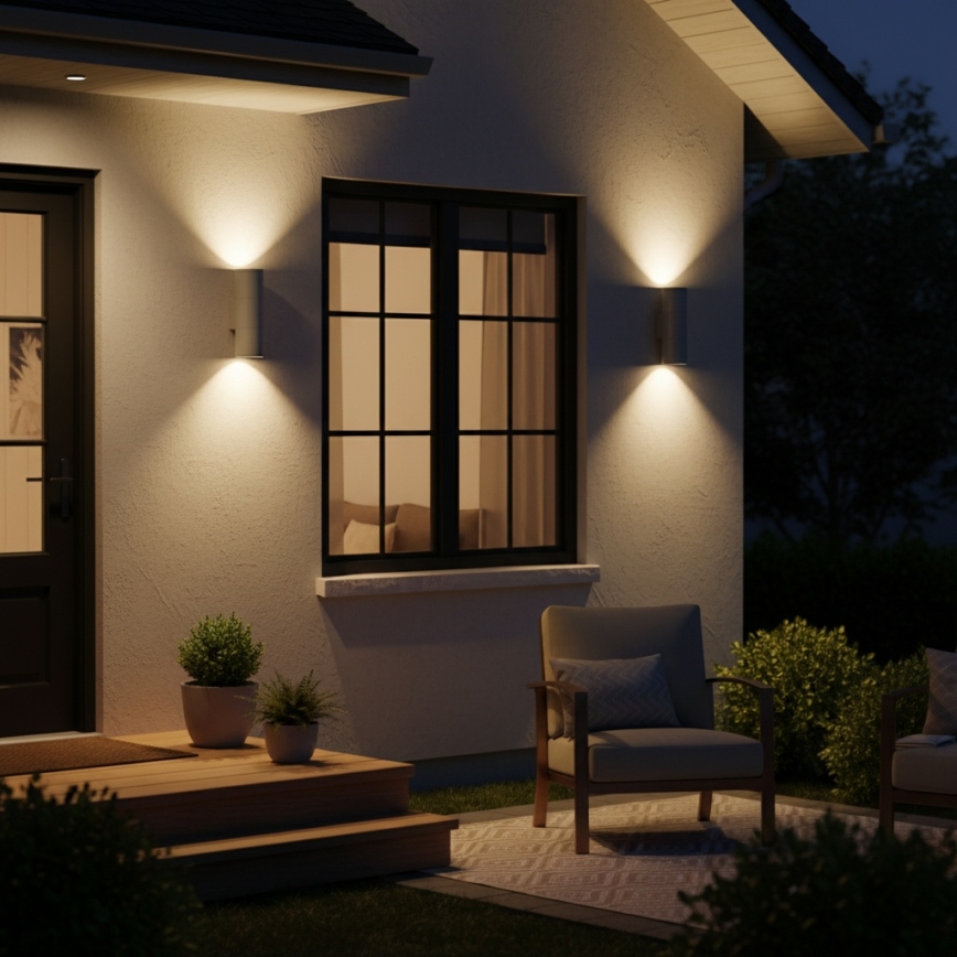 Ideal Lux - Aplique de parede exterior GUN 1xGU10/35W/230V 21 cm IP44 cinzento