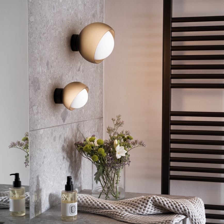 Ideal Lux - Aplique de parede LED BLOOM 1xE27/42W/230V dourado/bege fumê