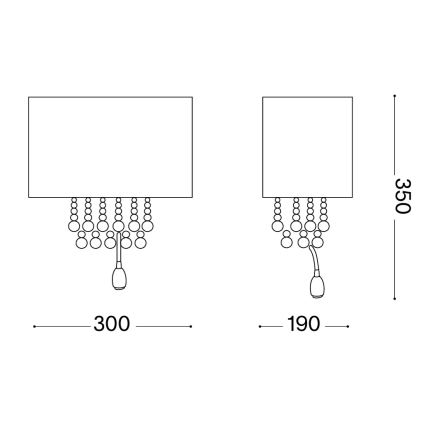 Ideal Lux - Aplique de Parede LED de Cristal OPERA 2xE14/40W/230V + LED/1W branco