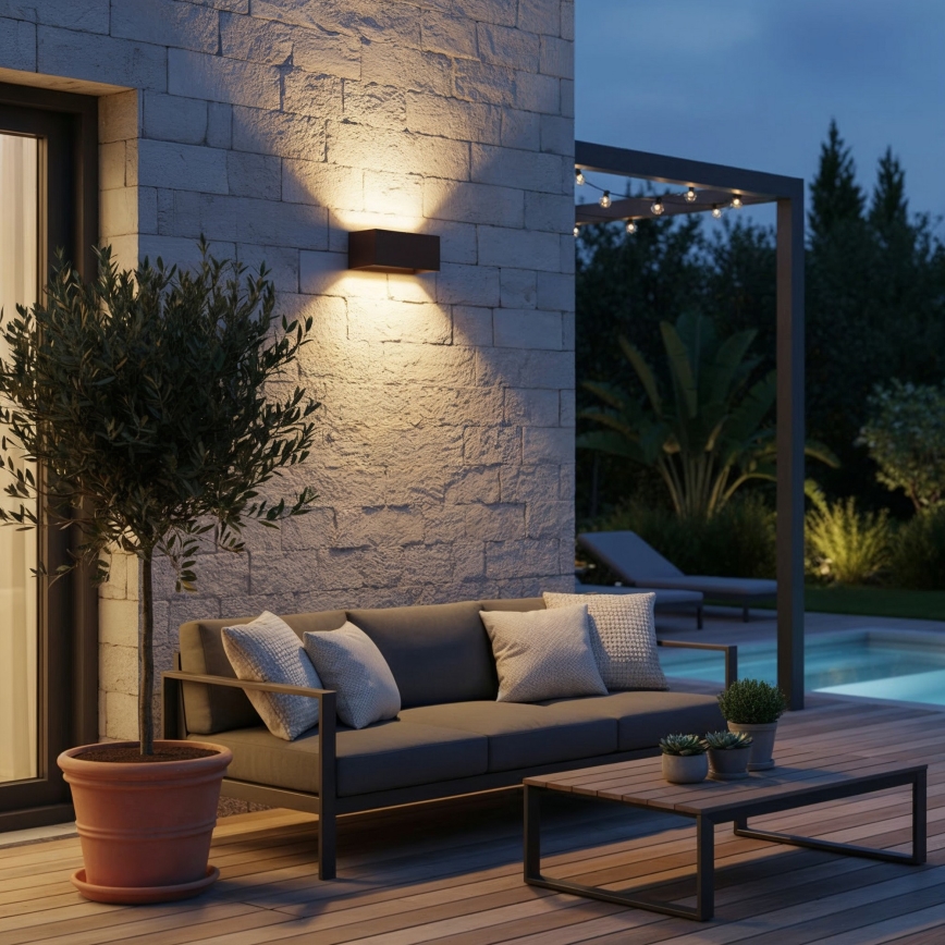 Ideal Lux - Aplique de parede LED para exterior ATOM LED/25W/230V CRI 90 IP54 castanho