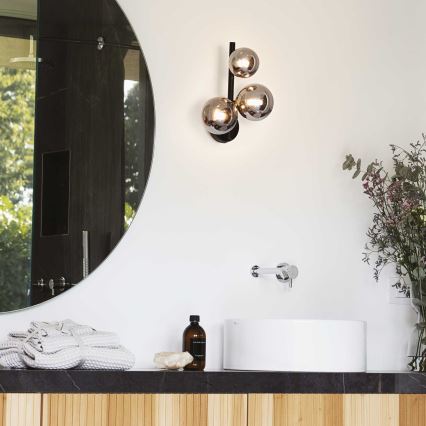 Ideal Lux - Aplique de parede LED PERLAGE 3xG9/3W/230V preto/preto fumê