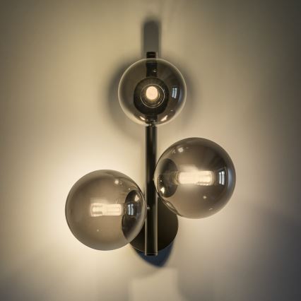 Ideal Lux - Aplique de parede LED PERLAGE 3xG9/3W/230V preto/preto fumê