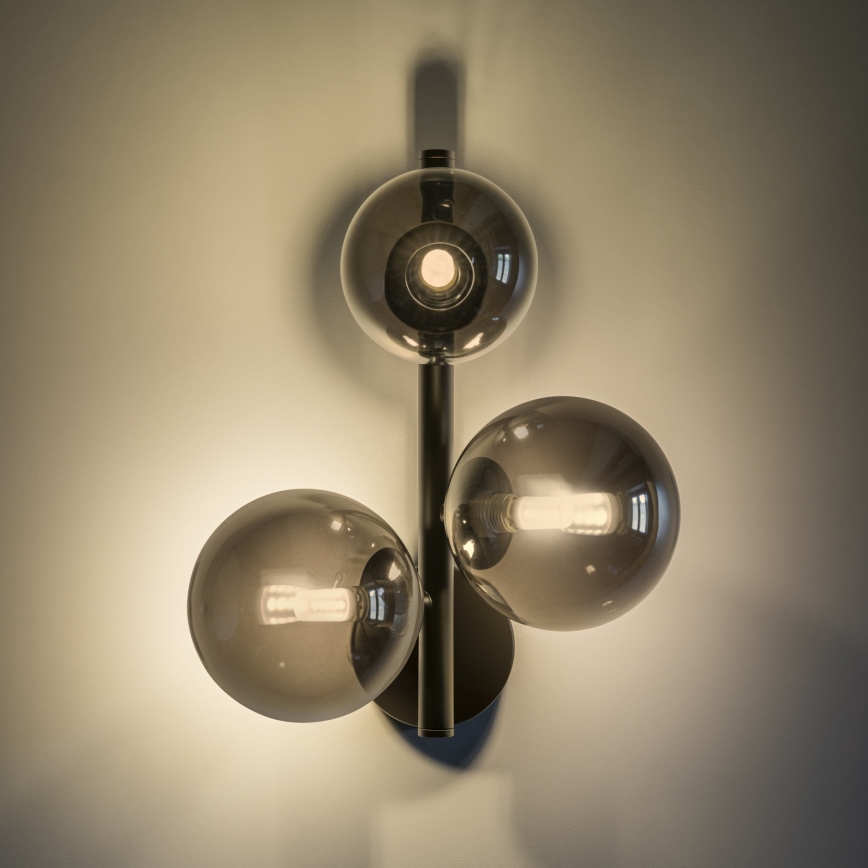 Ideal Lux - Aplique de parede LED PERLAGE 3xG9/3W/230V preto/preto fumê