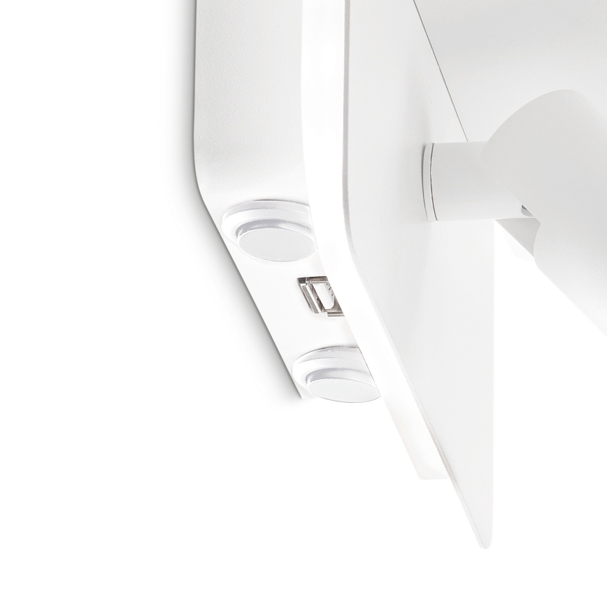 Ideal Lux - Aplique de parede LED PIANO LED/10W/230V IRC 90 USB branco