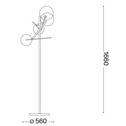 Ideal Lux - Candeeiro de chão LED EQUINOXE 4xG4/2W/230V latão/fumado