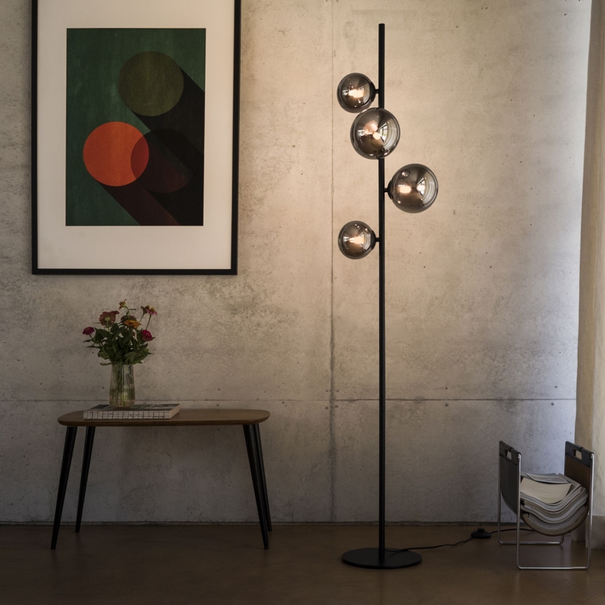 Ideal Lux - Candeeiro de chão LED PERLAGE 4xG9/3W/230V preto/fumado