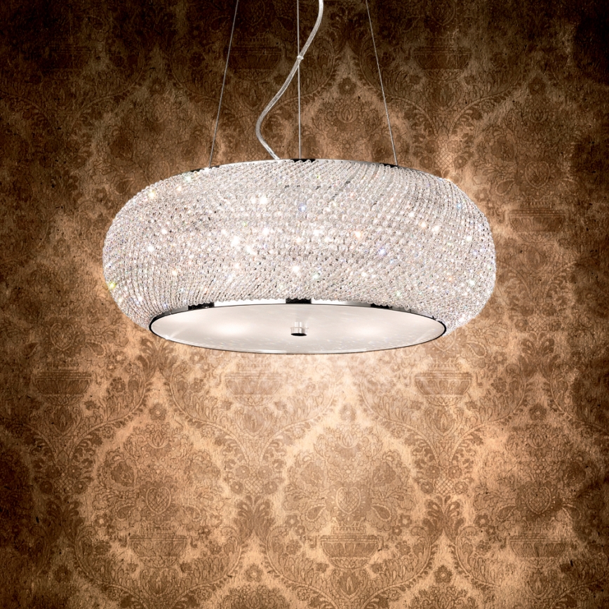 Ideal Lux - Candeeiro de cristal PASHA 10xE14/40W/230V diâmetro 55 cm cromado brilhante