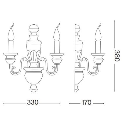 Ideal Lux - Candeeiro de parede FIRENZE 2xE14/40W/230V branco/dourado
