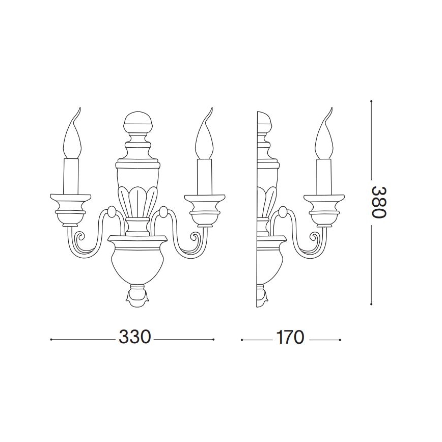 Ideal Lux - Candeeiro de parede FIRENZE 2xE14/40W/230V dourado